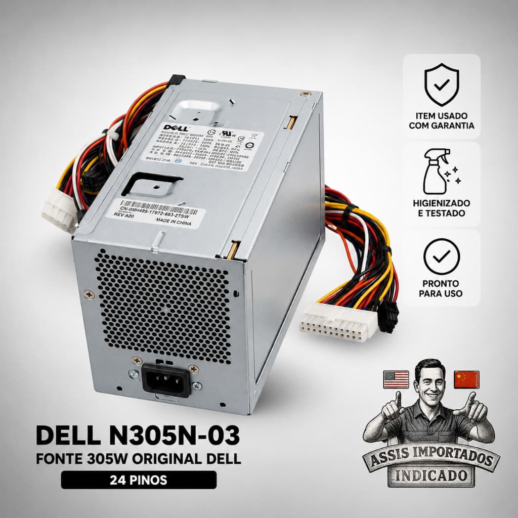 ⚡ FONTE DELL 305W N305N-03 ORIGINAL | 24 PINOS | ITEM BAZAR ✅ TESTADO E COM GARANTIA