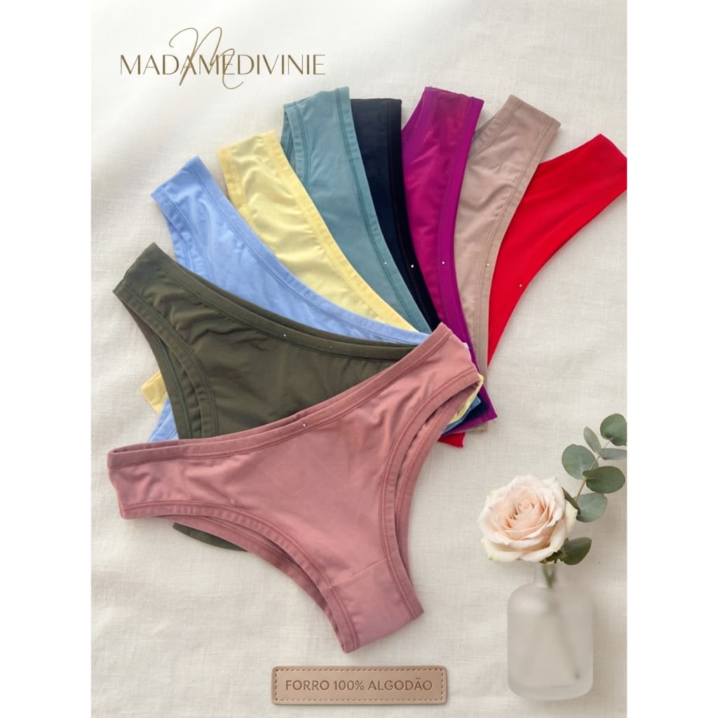 Kit Calcinhas Feminina Tanga Básica Microfibra Poliamida Forro 100% Algodão Confortável
