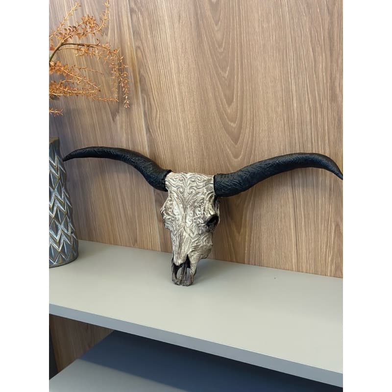 Cabeça de Gado Longhorn Decorativa 66cm, Caveira com Chifres para Parede