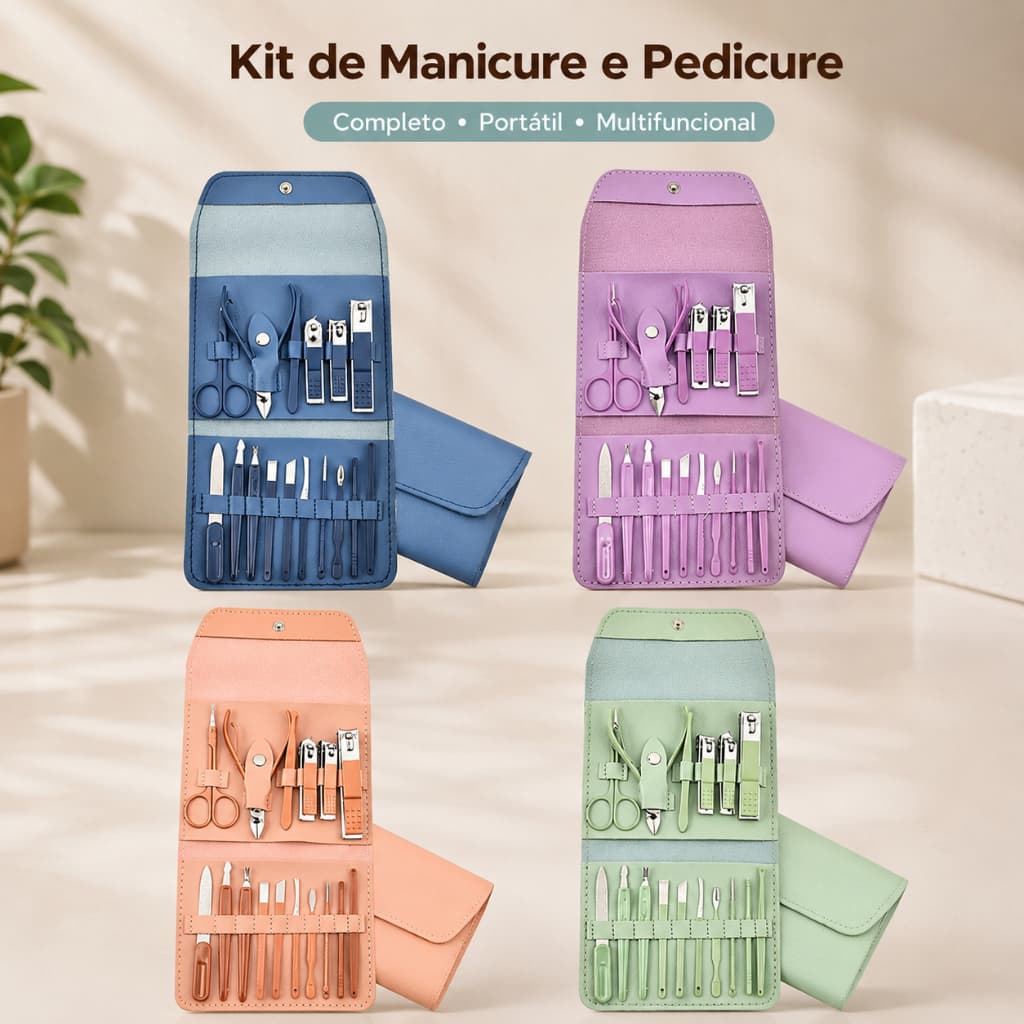 KIT 16 Pçs/Set Professional Aço Inoxidável Cutícula Nippers Cortador De Unhas Ferramentas