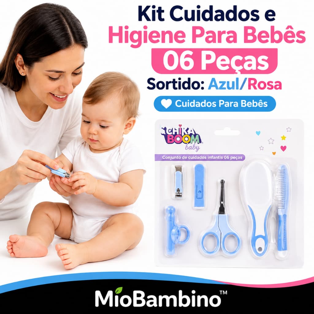 Kit Cuidados Higiene Bebê 6 Peças Completo Essencial Seguro Multifuncional