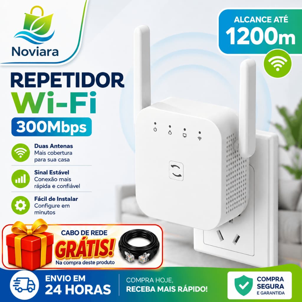 Repetidor Wifi 1200m 2 Antenas 2 in 1 functios 2.4g Roteador Amplificador De Sinal e Modem 300MBPS