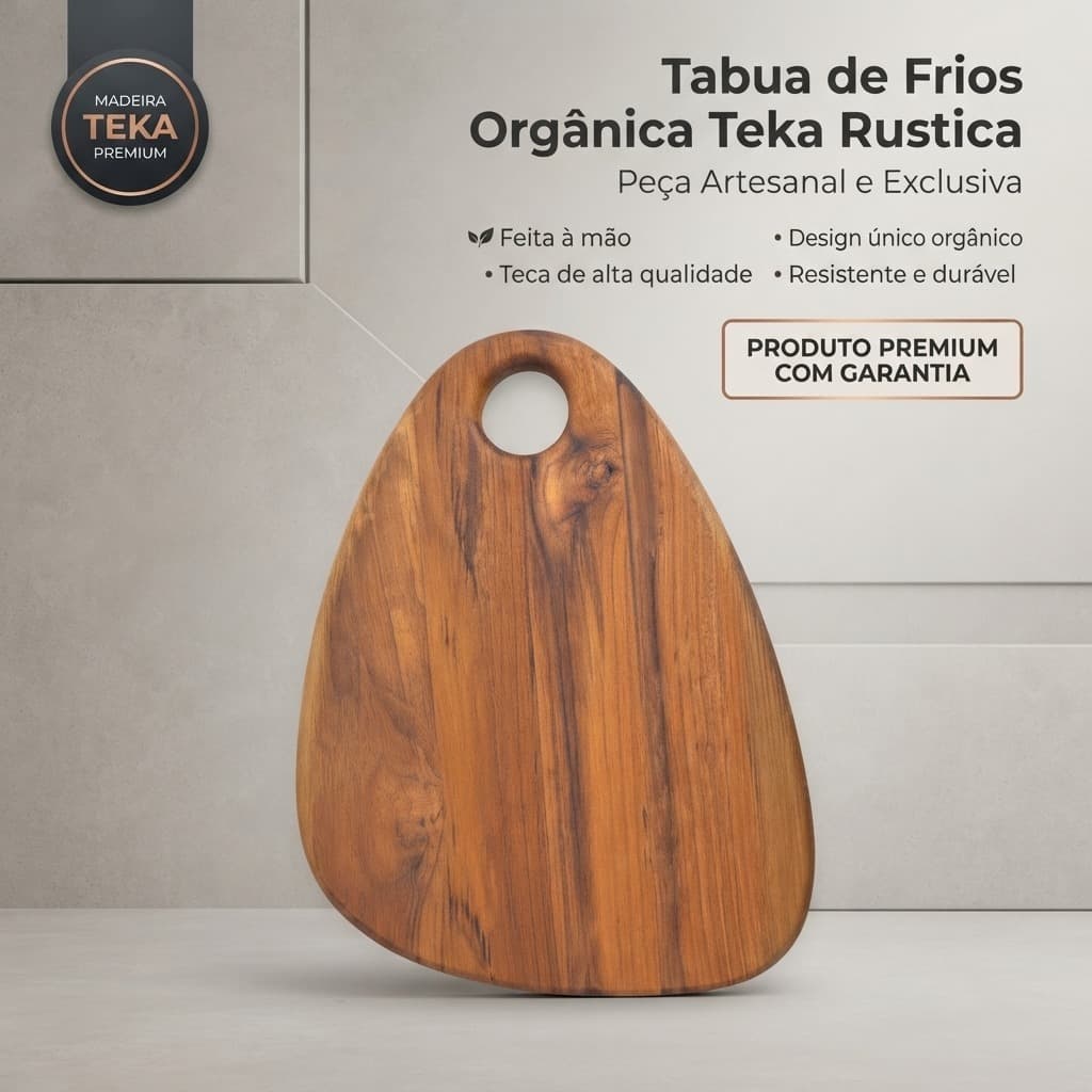 Tabua de Frios Queijos Petiscos Churrasco Organica Teka Rustica