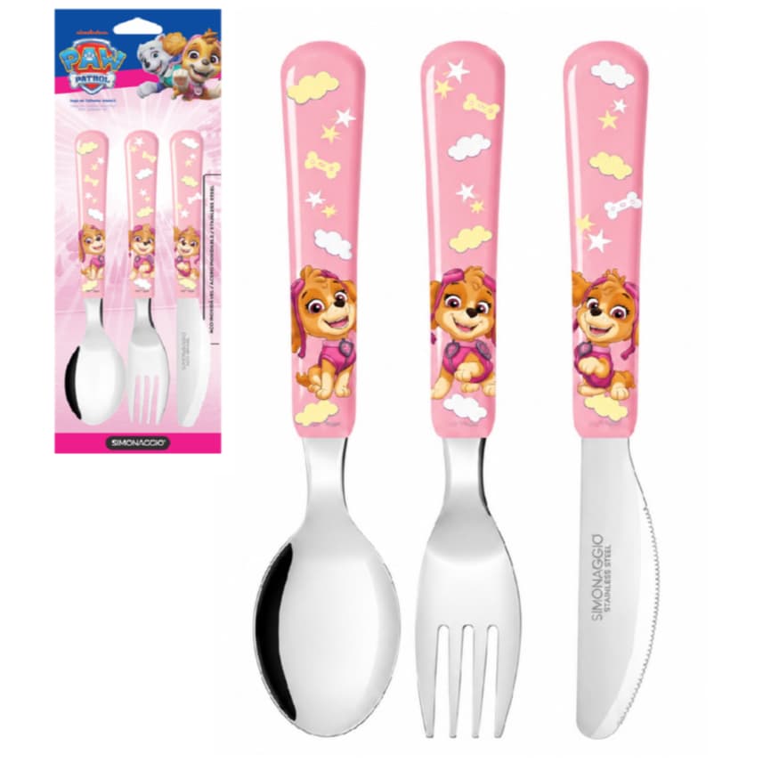 Jogo De Talheres Infantil Patrulha Canina Skye 3 Peças