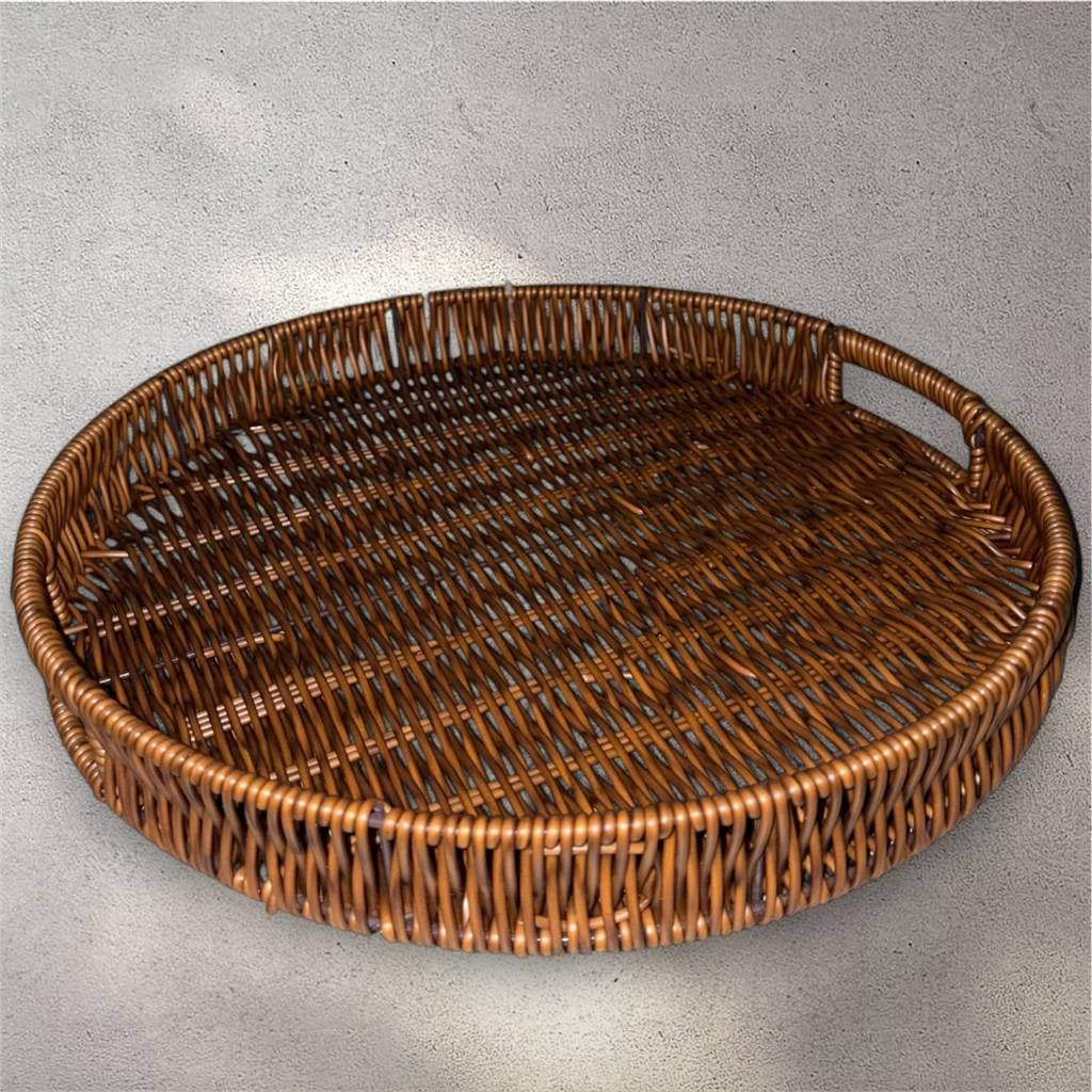 Bandeja Decorativa Redonda Vime - Ideal para Servir e Organizar com Toque Aconchegante