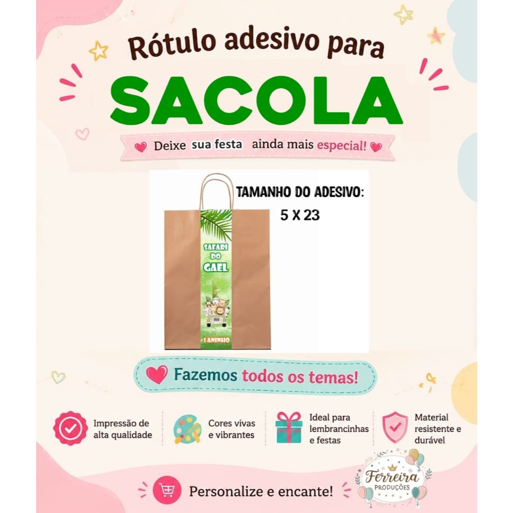 Adesivo para Sacolinha de papel