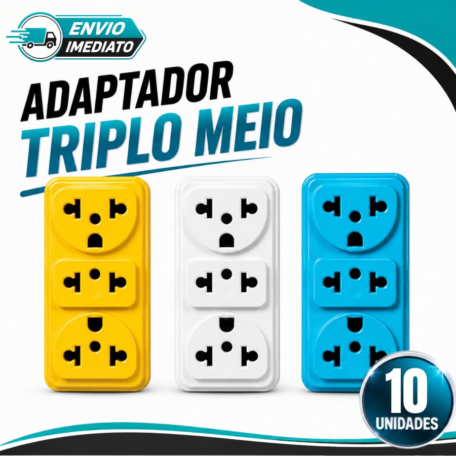 Adaptador Triplo Meio 10 Unidades Colorido 10A/20A Versátil