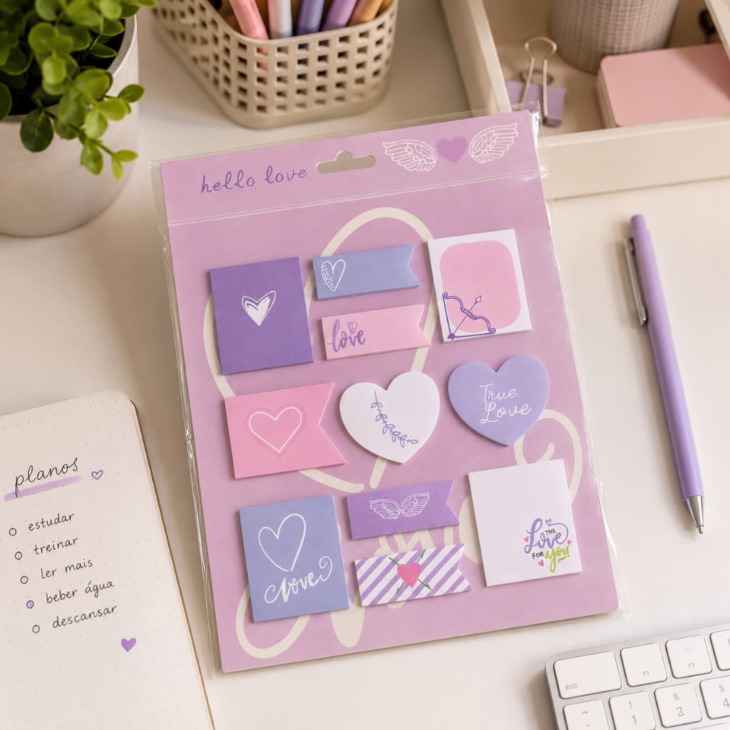 Post It Decorativo Adesivo 220 Folhas 11 Modelos Coloridos Para Anotações Planner Estudos