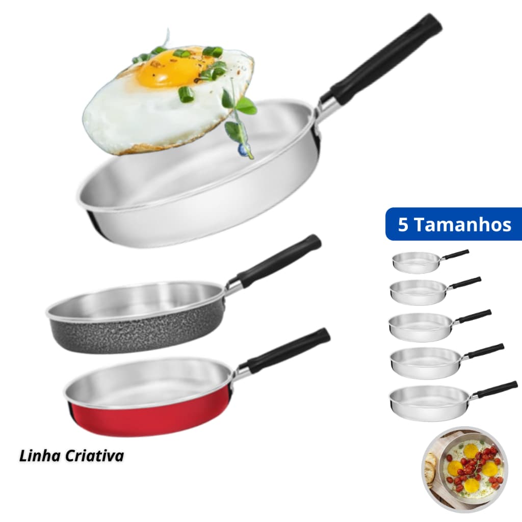 Frigideira de Alumínio - Todos os Tamanho - Tamanho 14cm ideal para ovos - ALUMIC CRIATIVA