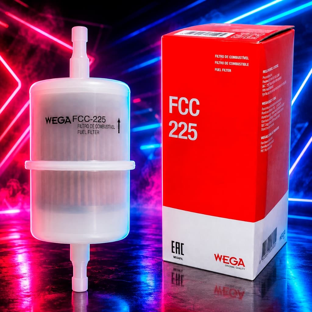 Filtro Combustível FCC225 Wega Vw Belina Chevette Corcel Del Rey Elba Escort Fiorino Gol Kadett Monza Opala Pampa