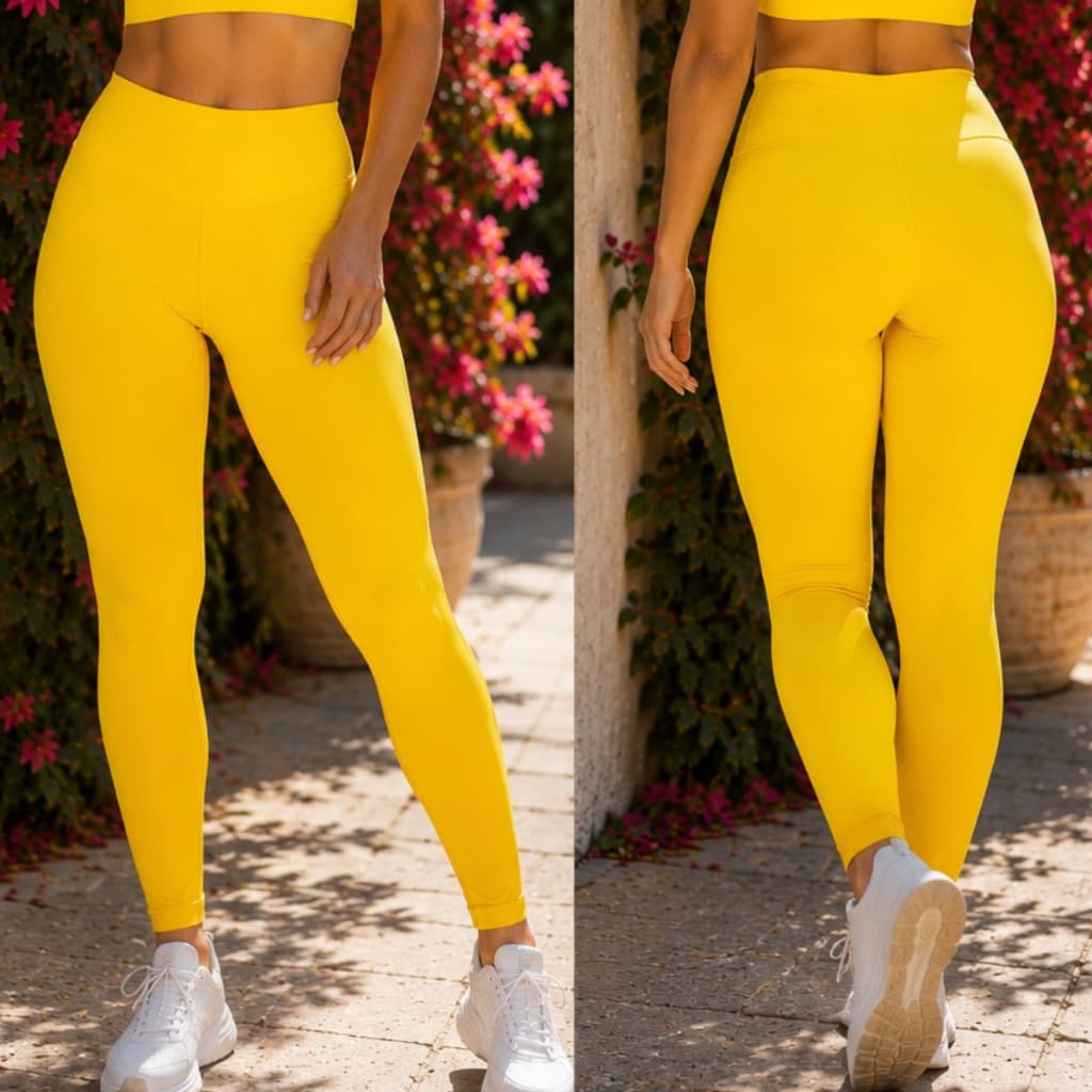 Calça Legging Fitness Feminina Power Colors Cintura Alta Suplex Forrada Zero Transparência