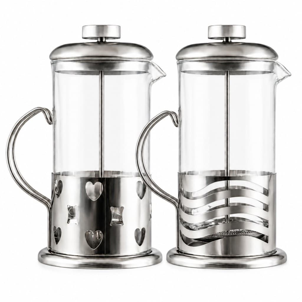 Cafeteira Prensa Francesa de Inox Vidro Cremeira para Café Leite Filtro de Aço Inoxidável Removível Sortidas