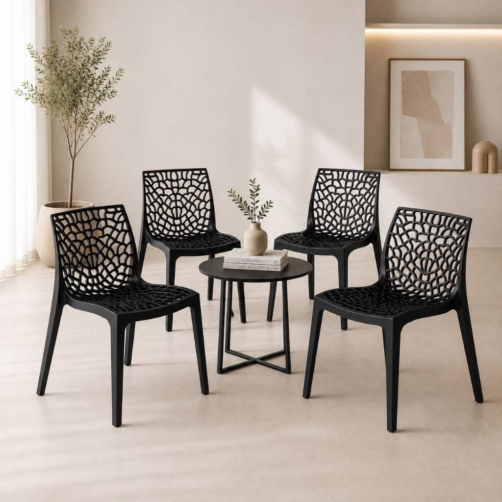 Cadeiras Pretas Gruvyer Modernas Decorativas Sala Cozinha Varanda Área Gourmet Jardim