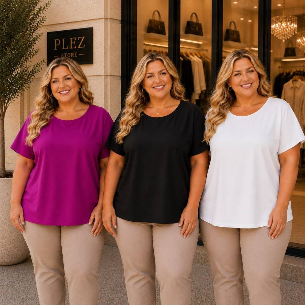KIT 3 CAMISETA FEMININA PLUS SIZE G1 G2 G3 G4 G5 G6 BÁSICA VERÃO