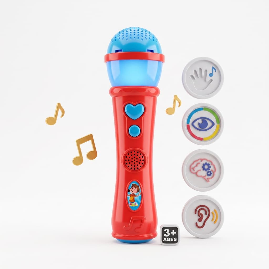 Microfone Infantil Musical Brinquedo Educativo Menino Menina Solta Voz Luz Som Karaoke Presente Dia Das Criancas