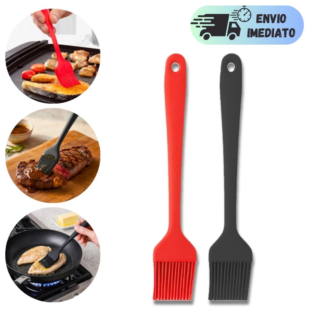 PINCEL CULINÁRIO DE SILICONE PARA COZINHA UNTAR FORMA PINCELAR BOLOS MASSAS E RECEITAS