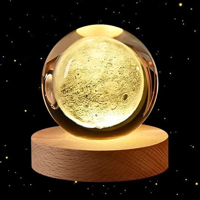 Luminária de Mesa LED com Bola de Cristal 3D - Design Criativo e USB Portátil