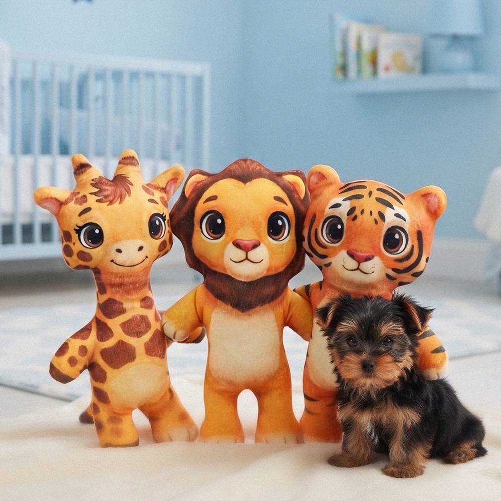 Kit 3 Brinquedos de Pelúcia Safari para Cães – Mordedor Macio e Divertido para Cachorros