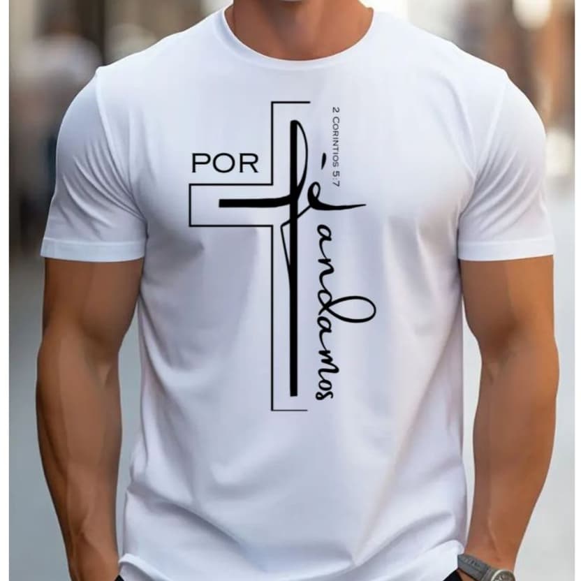 Tshirt Masculina Larga Estilo Street para Academia e Gym fé