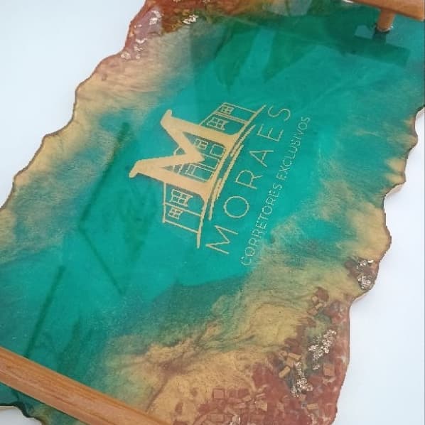Bandeja Personalizada em resina diferentes tamanhos | Redonda, Retangular, Suplet [logo, foto e buquê] mesa posta