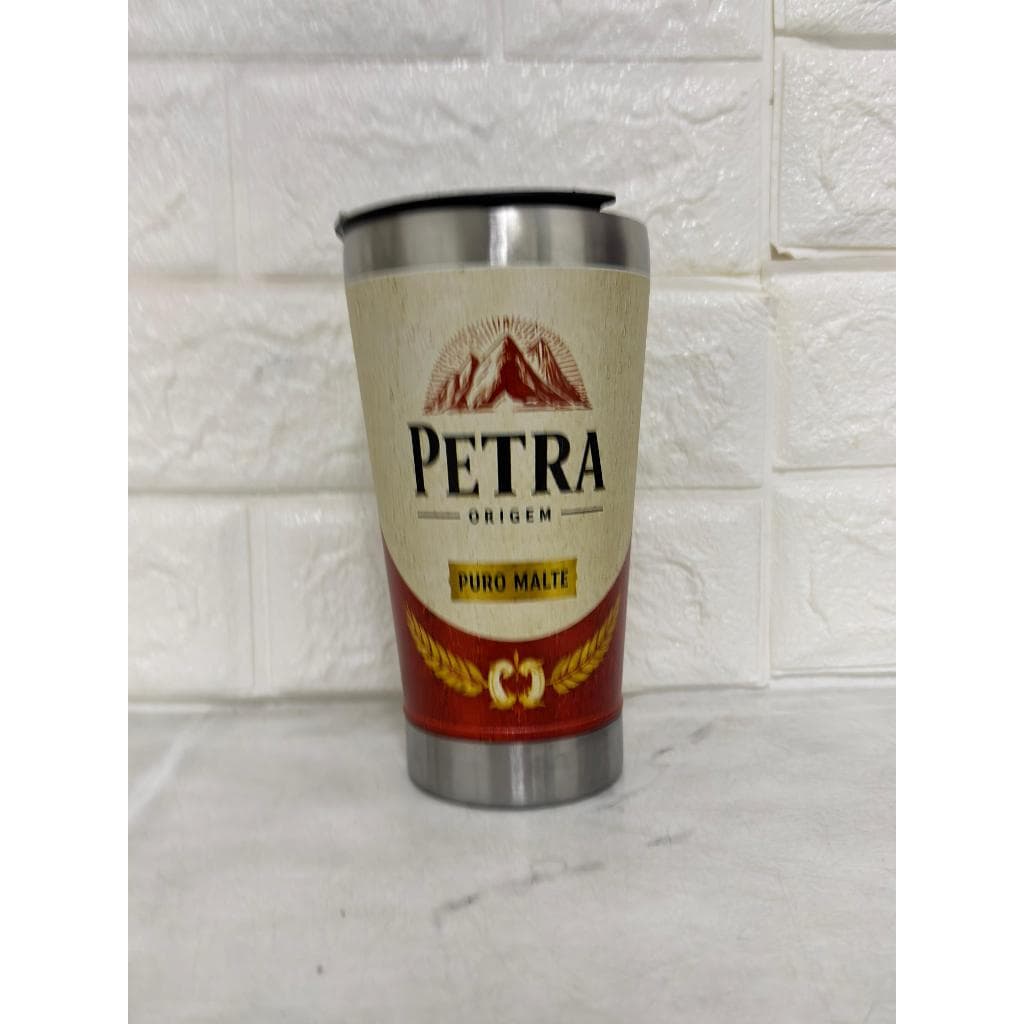 Copo Térmico 473ml Cerveja PETRA/tampa/abridor/tampa/bebida
