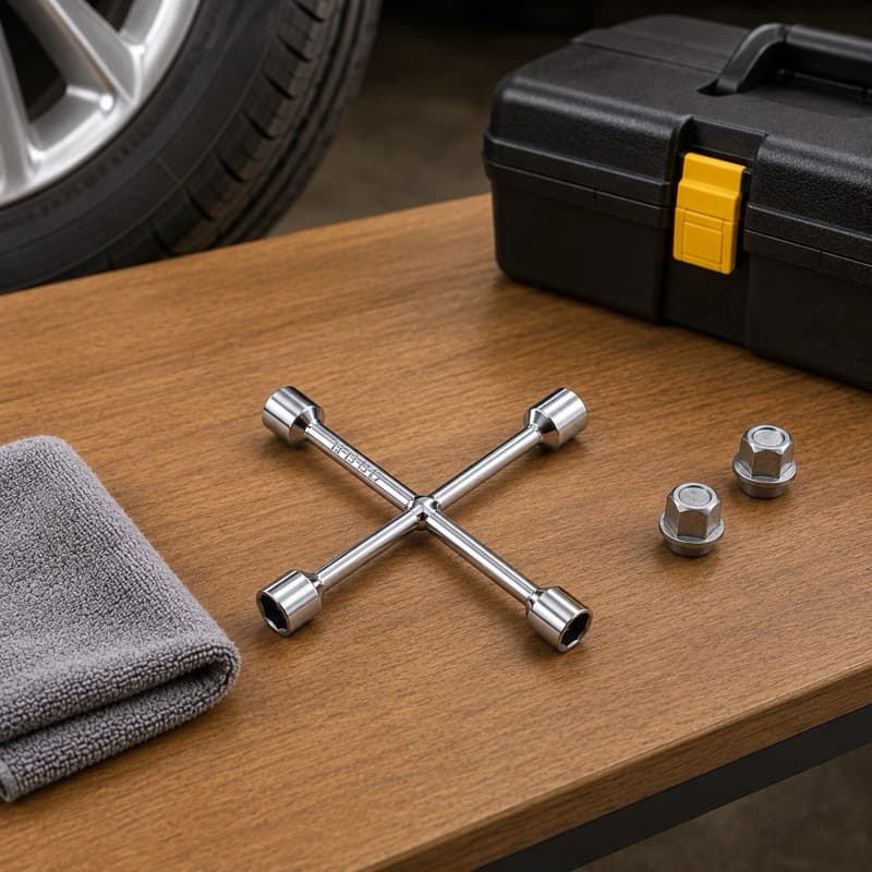 Chave de Roda Cruz 4 Bocas 11 13 15 17mm Manual em Aço para Uso Automotivo e Reparos