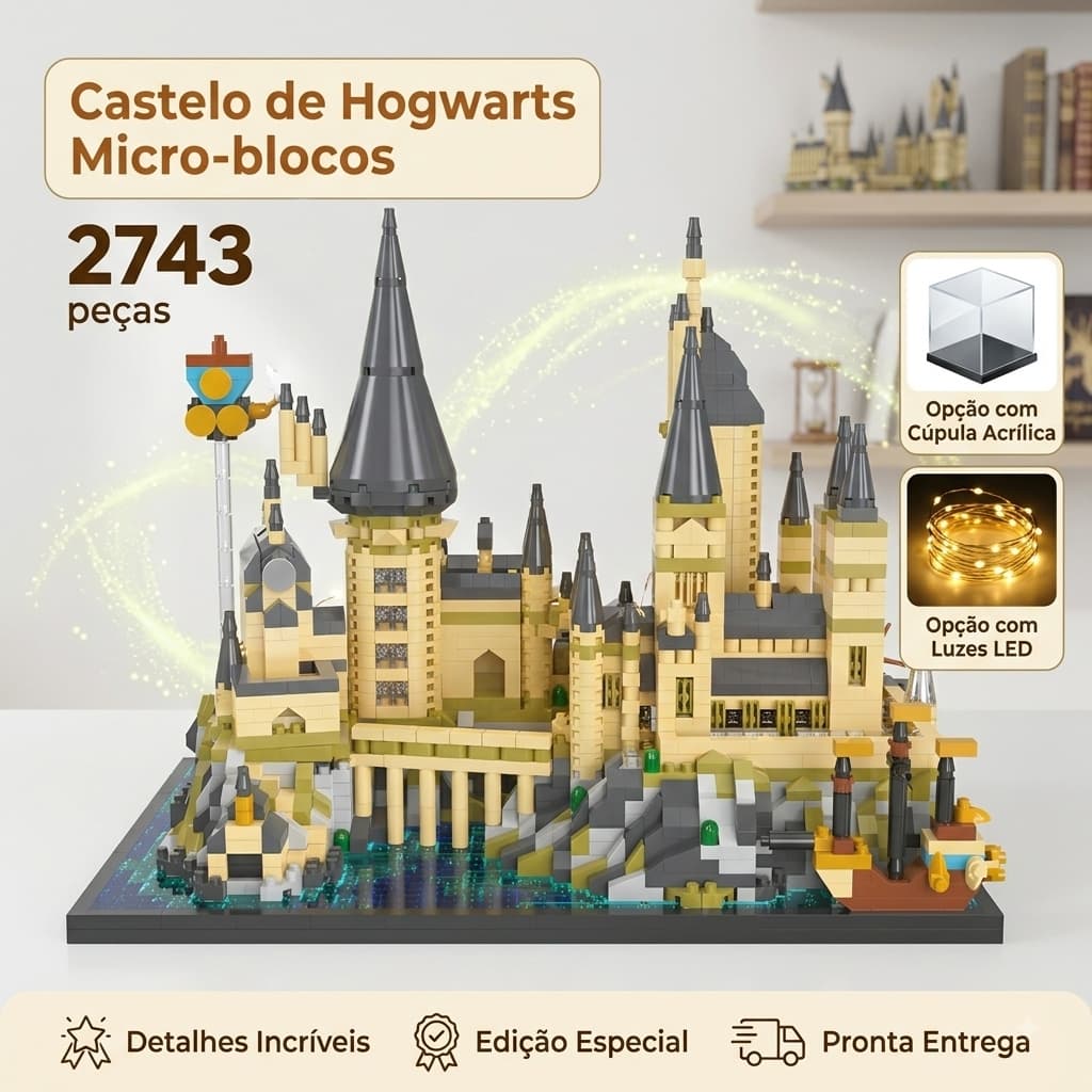Castelo de Hogwarts Brinquedo de montar presente decoração quarto presente chique