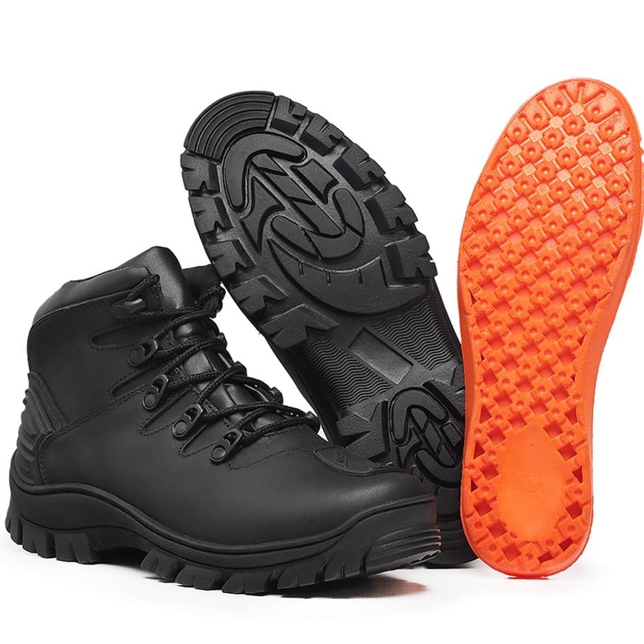 Bota Masculina Coturno 990 Preto Casual Trilha Couro Adventure Motociclista Protetor