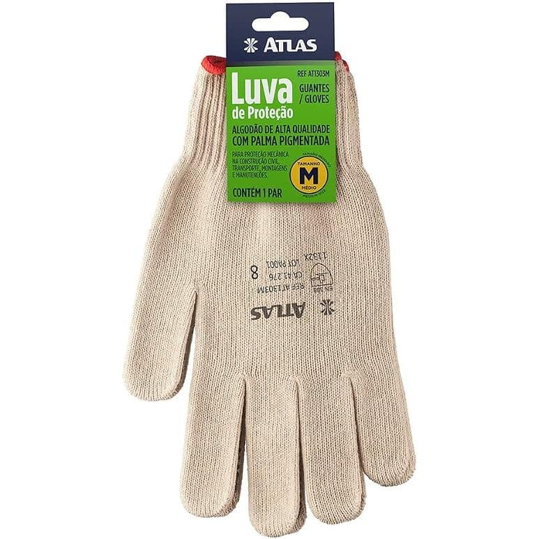 Atlas - Luva de Proteção com pontos em PVC, tamanho médio
