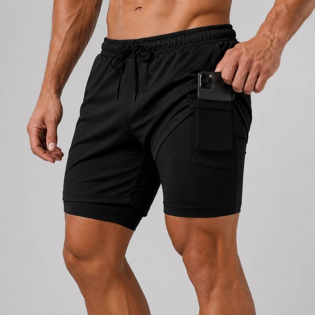 Kit Shorts Dry Fit 2 em 1 Academia Masculino Compressão Para Treino Corrida
