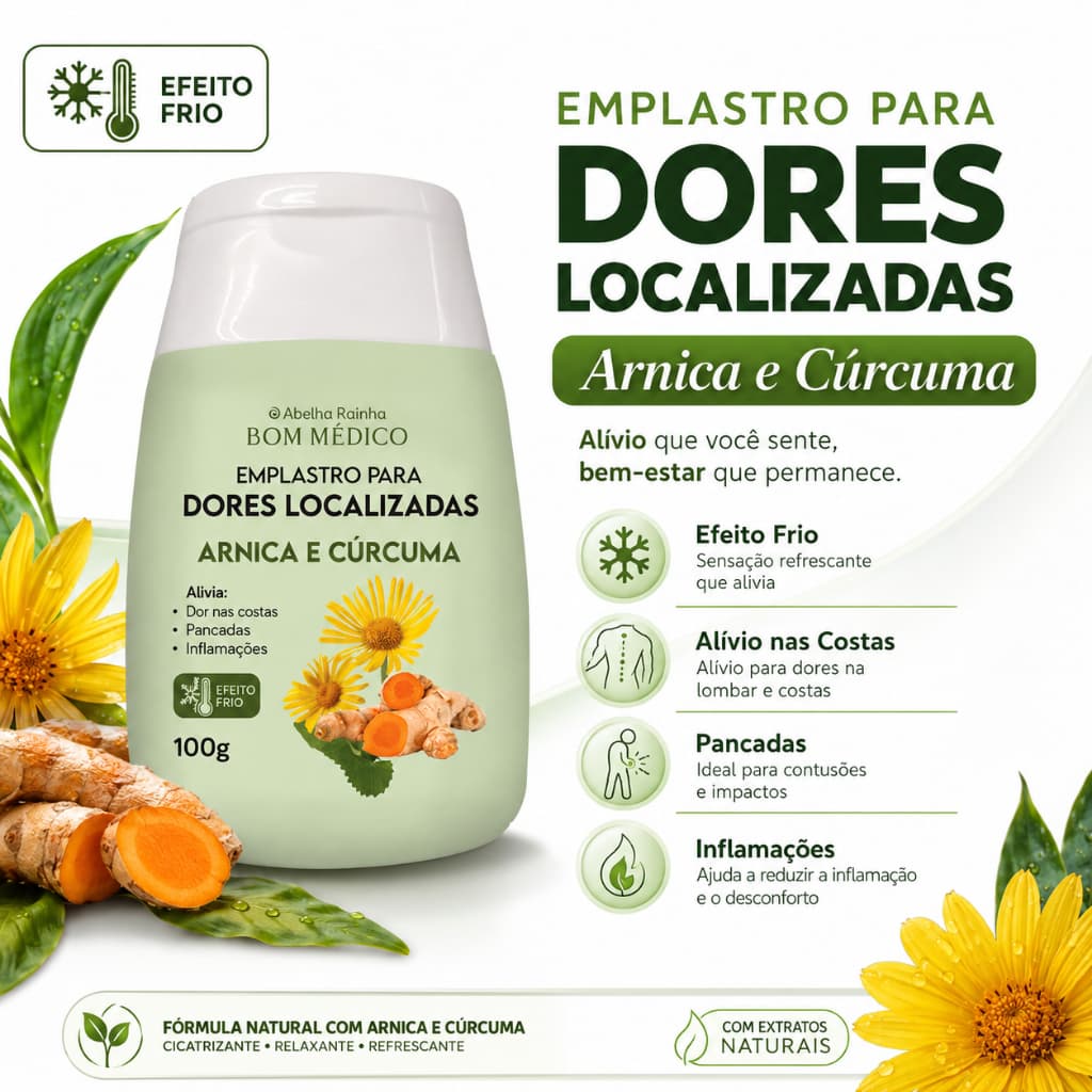 Emplastro Para Dores Localizadas Alívio Dor Nos Joelhos Lombar Pescoço Ombros 100g Abelha Rainha
