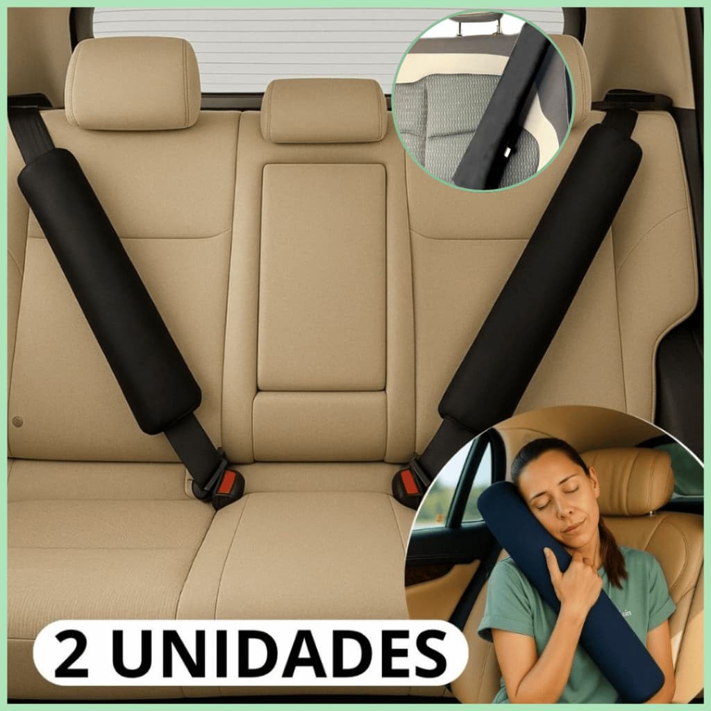 Kit c 2 Capas Cinto Segurança Carro/Veiculo Almofada de Viagem Pescoço Protetores - NÃO ESCORREGA