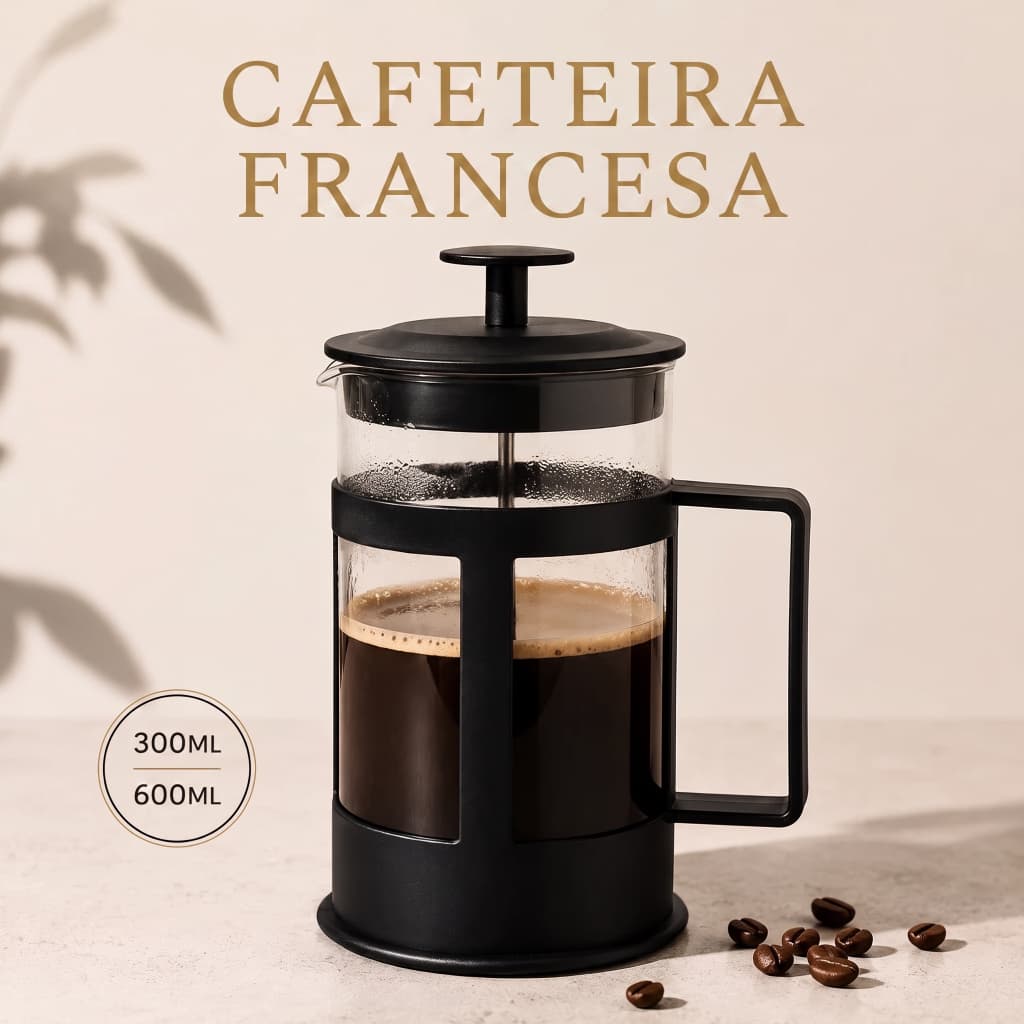 Cafeteira Prensa Francesa 300ml ou 600ml com Filtro para Café e Chá