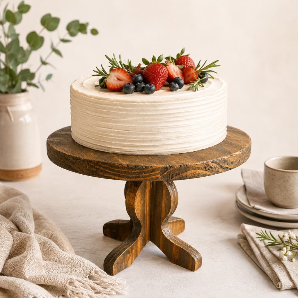 Suporte Boleira Madeira P Para Bolo Doces Frios Buffet Decoração Festa Rústica