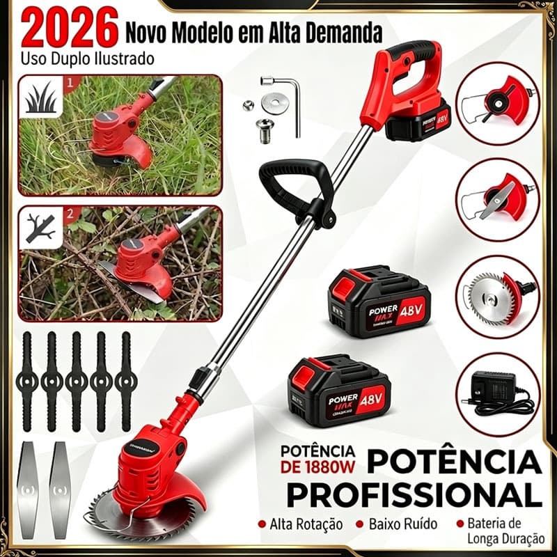 Aparador De Grama A Bateria Roçadeira Elétrica Profissional 48V