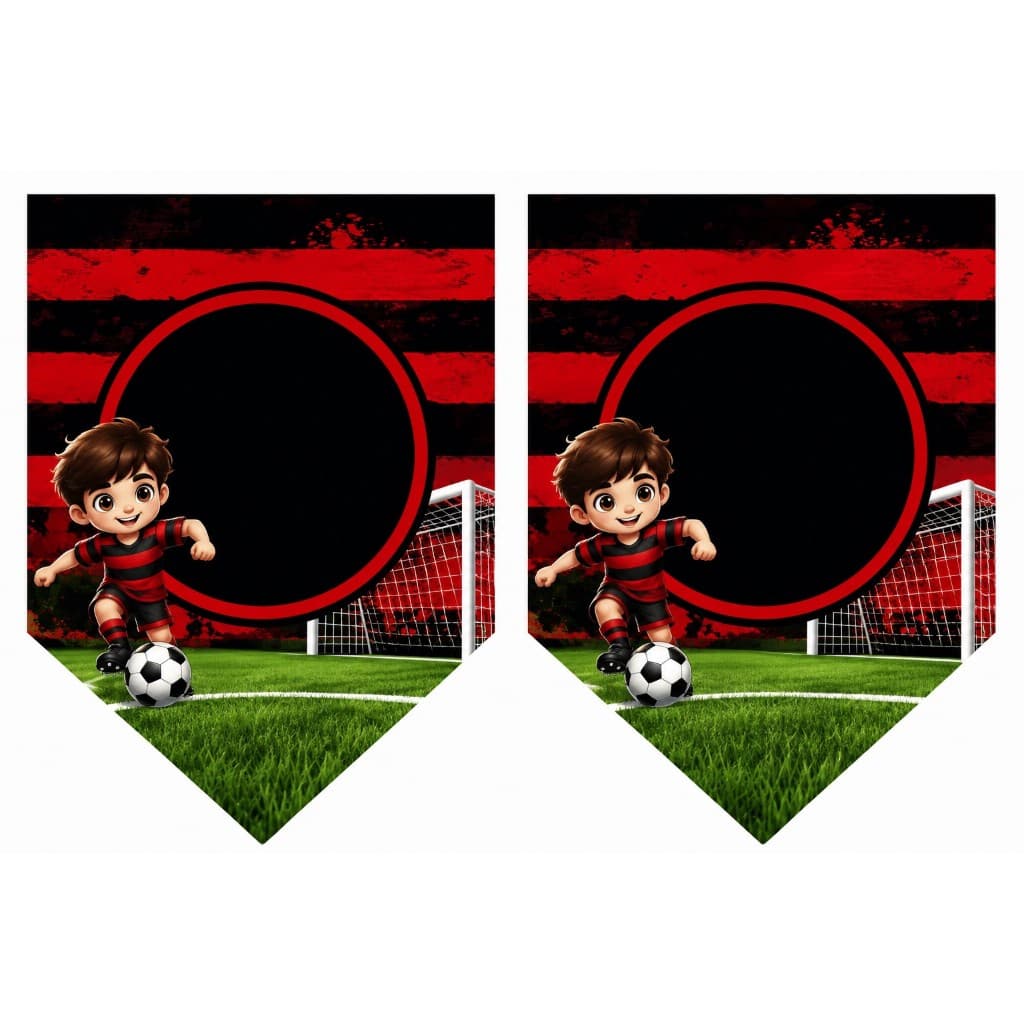 Bandeirolas Futebol Personalizadas para Festas - 12 BANDEIRINHAS rubronegro - com o barbante