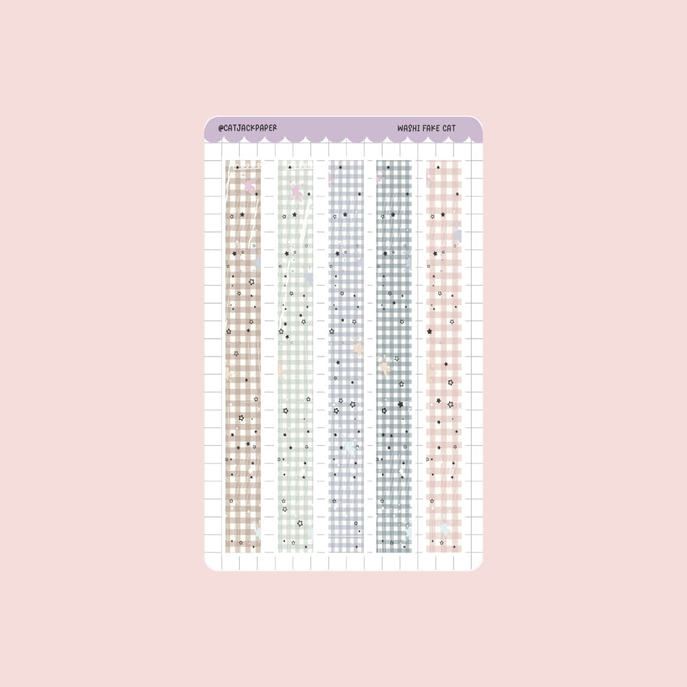 Cartela de Adesivos Fake washi tapes Catjack Paper  - Colagens, Planners,Journal,  Agenda , Hobonichi, Kinbor