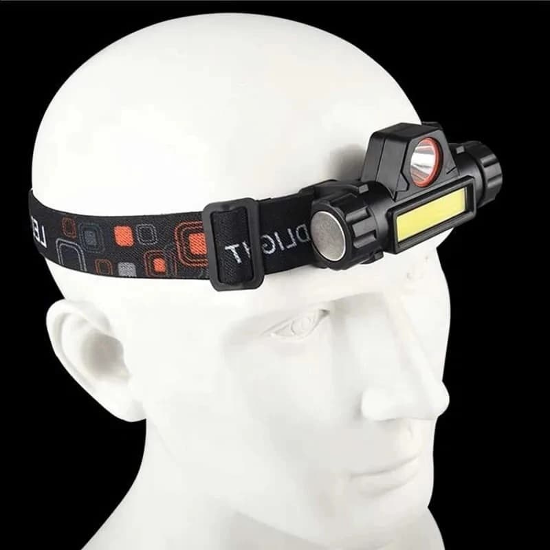 Lanterna de Cabeça Led Recarregável C/ Cinta Elástica Com Ajuste Para Trilha, Manutenção, Ciclismo