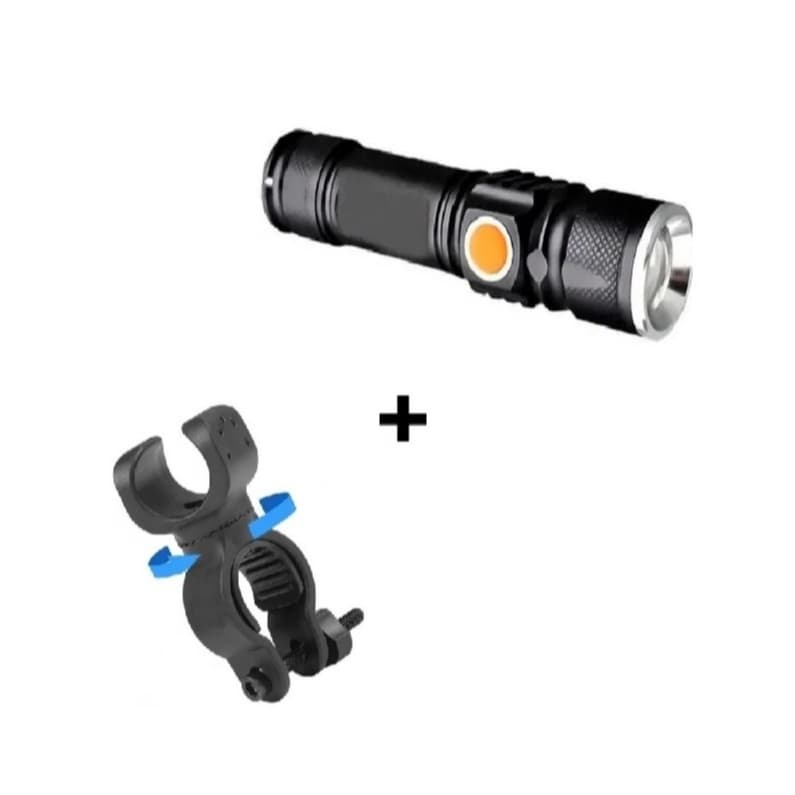 Lanterna Farol Dianteiro + Suporte P/ Guidão Ciclismo Mtb Kit Acessorios Bike Trilha Caminhada S.O.S