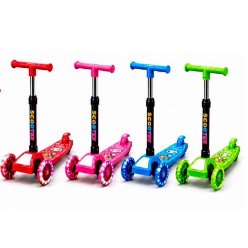 Patinete Infantil Com Rodas De Led Que Acendem Ajustável 3 Rodas Menino Menina Diversão Garantida