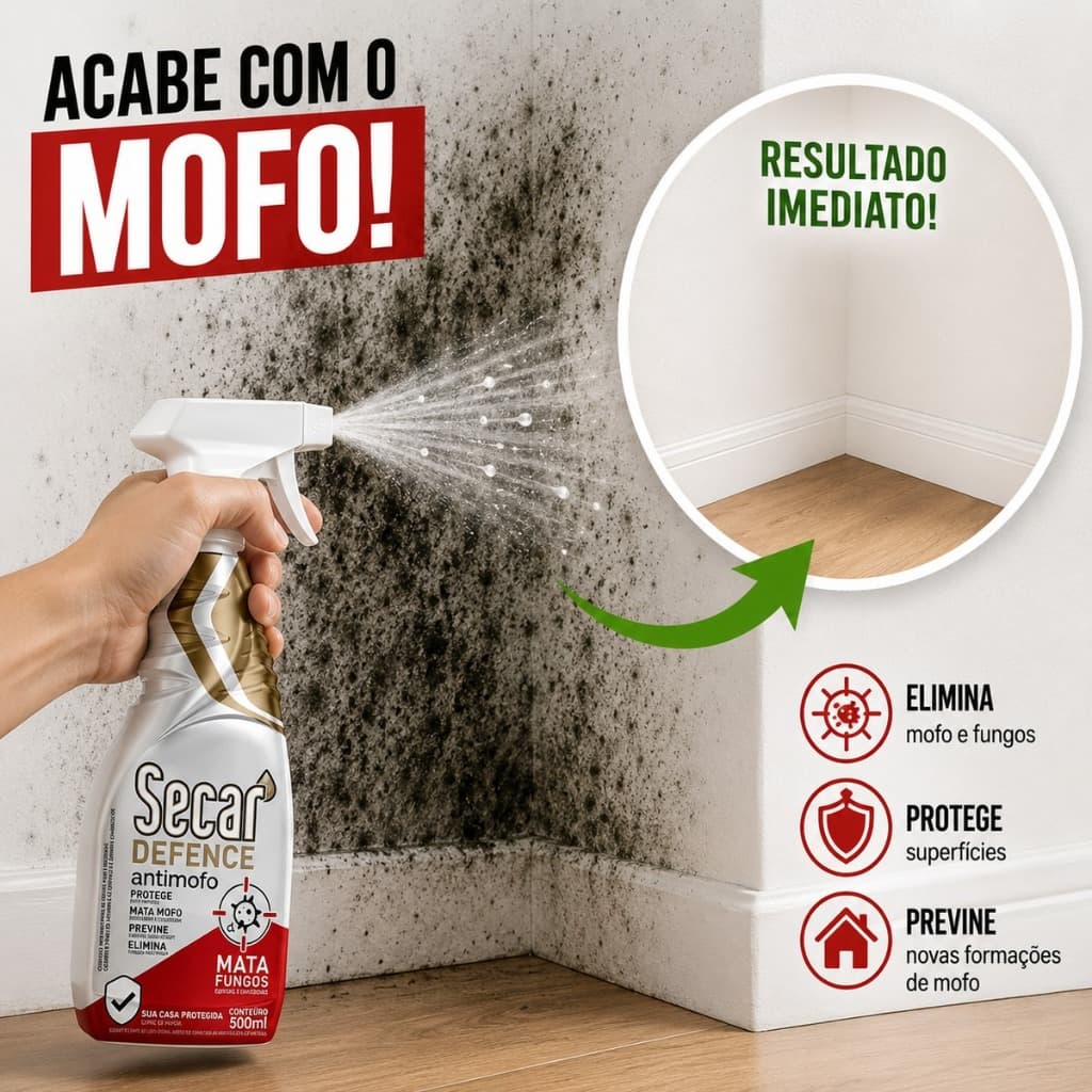 Antimofo Mata Mofo 500ml Secar Defence Gatilho Contra Fungos Protege e Previne