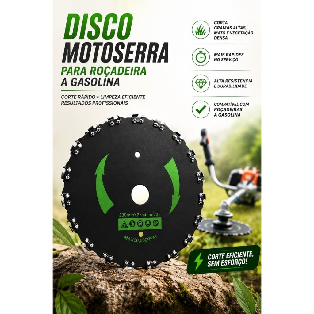 Disco Para Roçadeira Com 20 Dentes De Corrente Motosserra Corta Muito