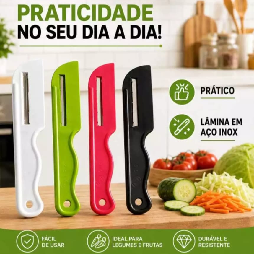 Fatiador e Descascador de Legumes Inox – Cortador Manual de Frutas e Verduras