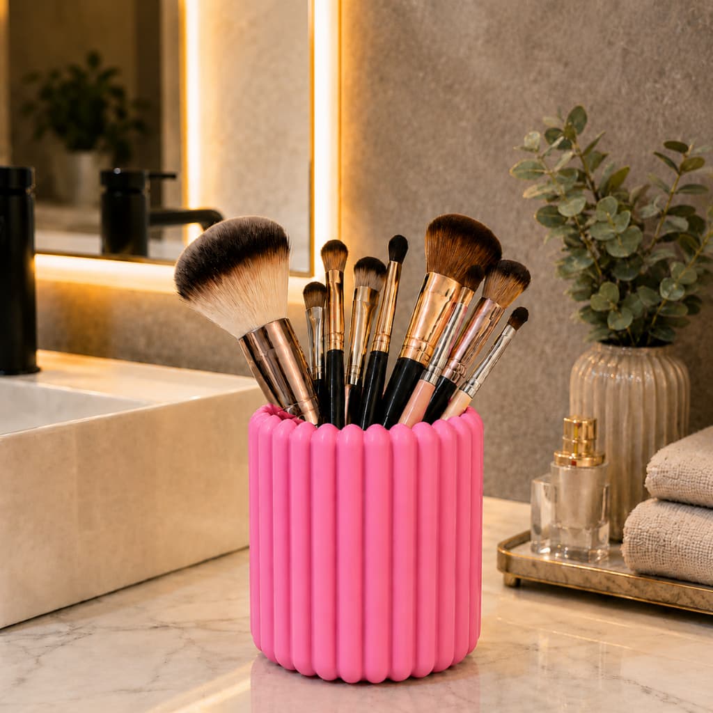 Porta Pincéis de Maquiagem Organizador Moderno Decorativo para Penteadeira Bancada Multifuncional