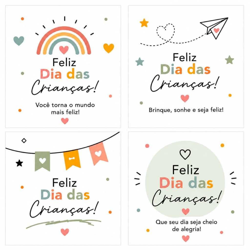 Mini Cartões Dia Das Crianças 5x5 | Mimo e Lembrancinha Infantil | 50/100/150