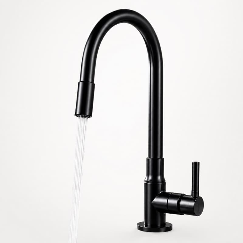 Torneira Gourmet de Cozinha Bancada Flexível Mesa Preta Black