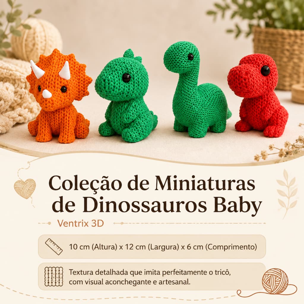 Coleção de Miniaturas de Dinossauros Baby - Ventrix 3D