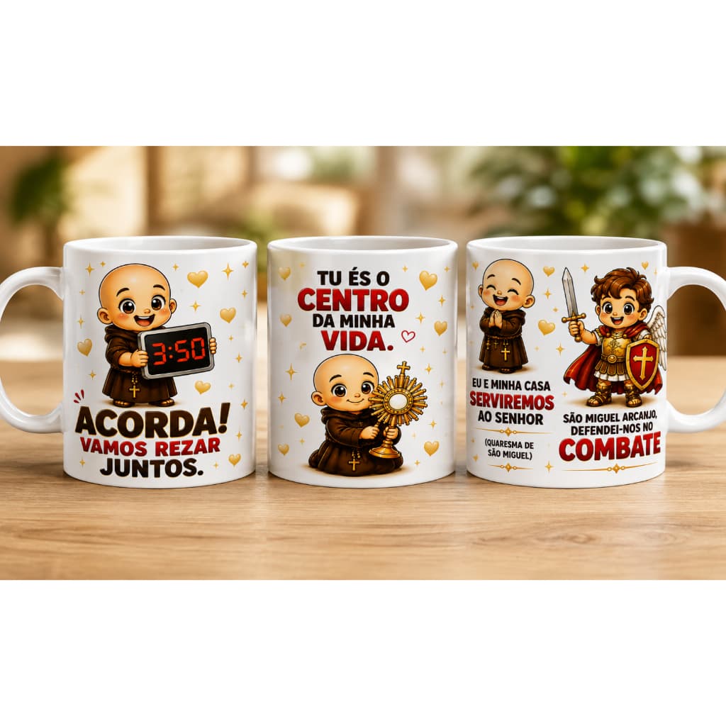 01 Uma Caneca de Porcela Frei Gilson - catolica-Santo-Personalizada-presente