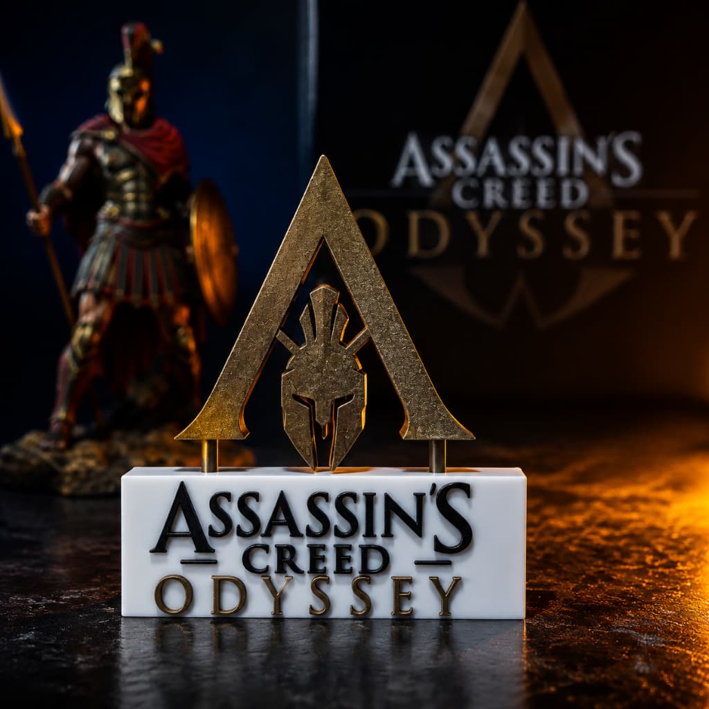 Placa Decorativa Assassin's Creed – Letreiro Mesa Gamer, Enfeite Odyssey, Geek 🚀📦