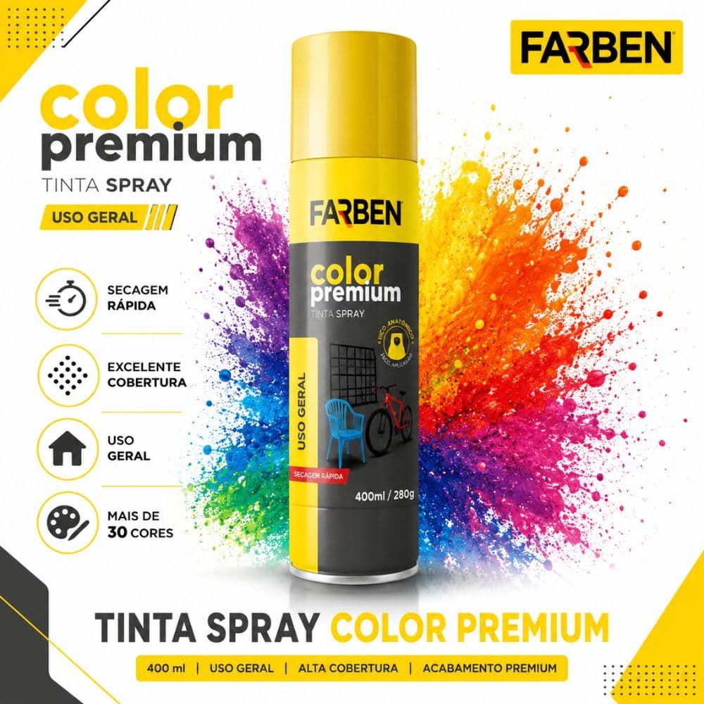 Tinta Spray Uso Geral 400ml Color Premium Farben